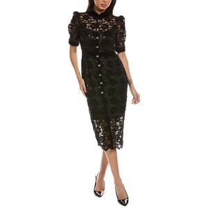 Tahari Asl Womens  Embroidered Lace Midi Dress, Black